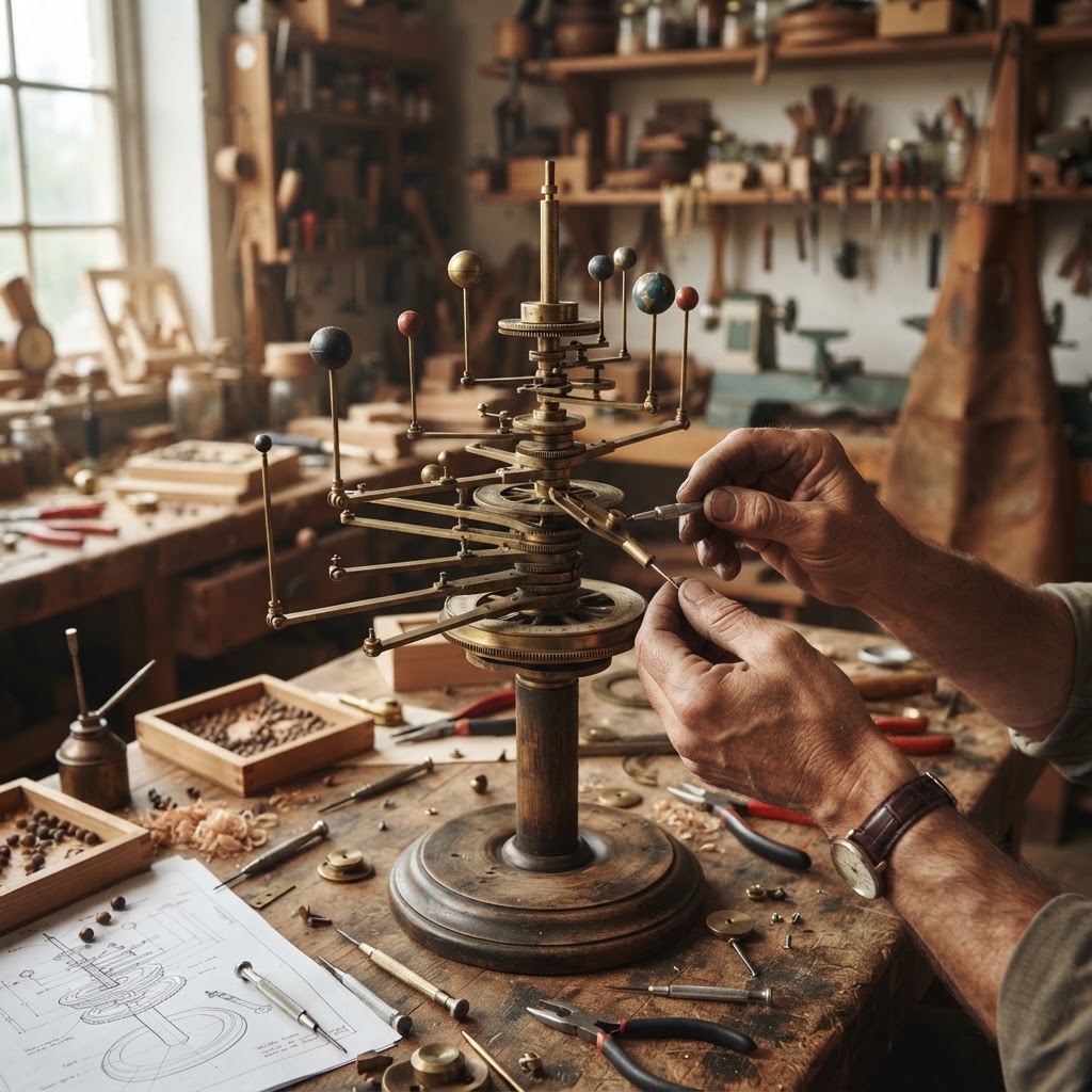 Vintage Brass Orrerry Seed Solar System — step 3