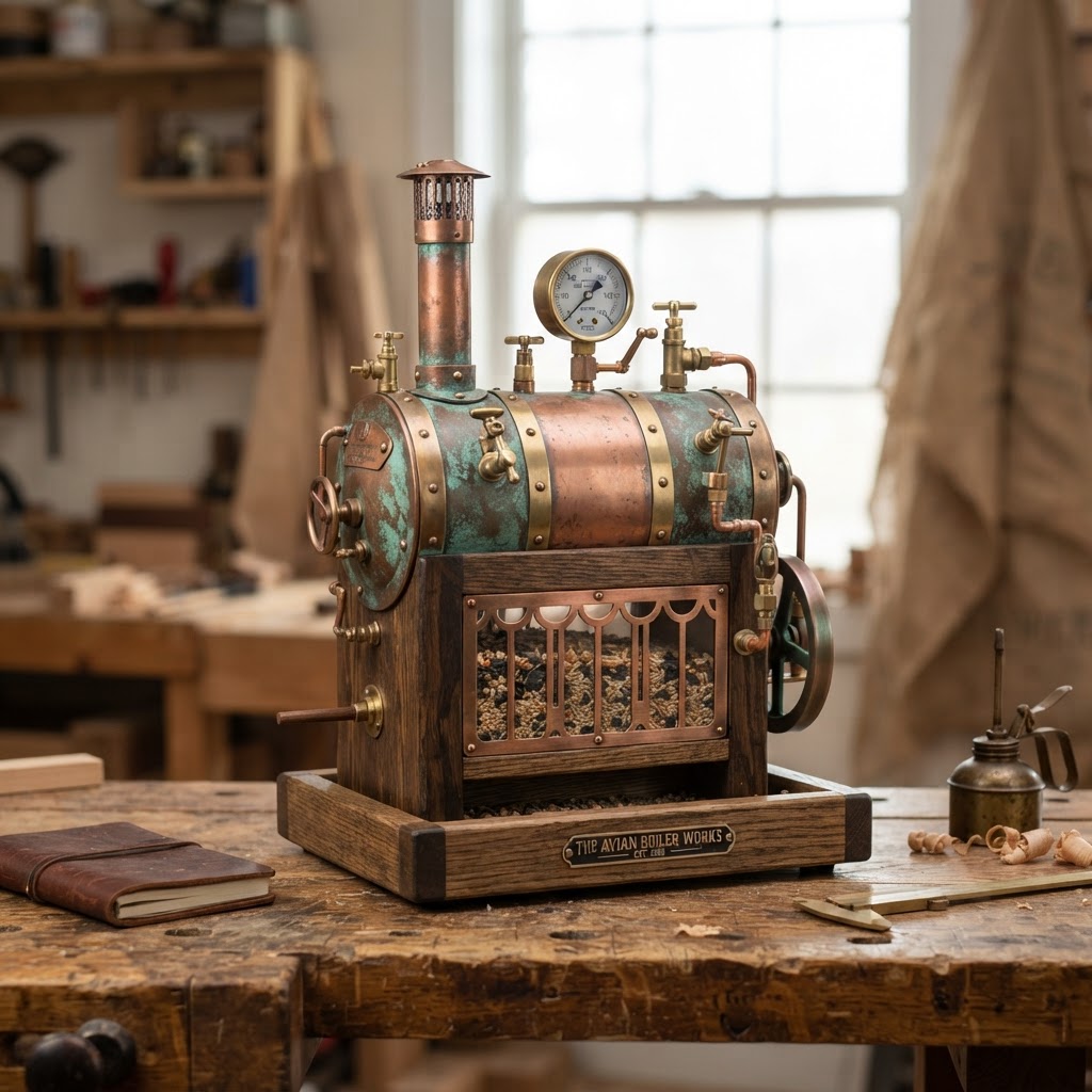 Vintage Patinated Copper Victorian Steam Engine Seed Boiler