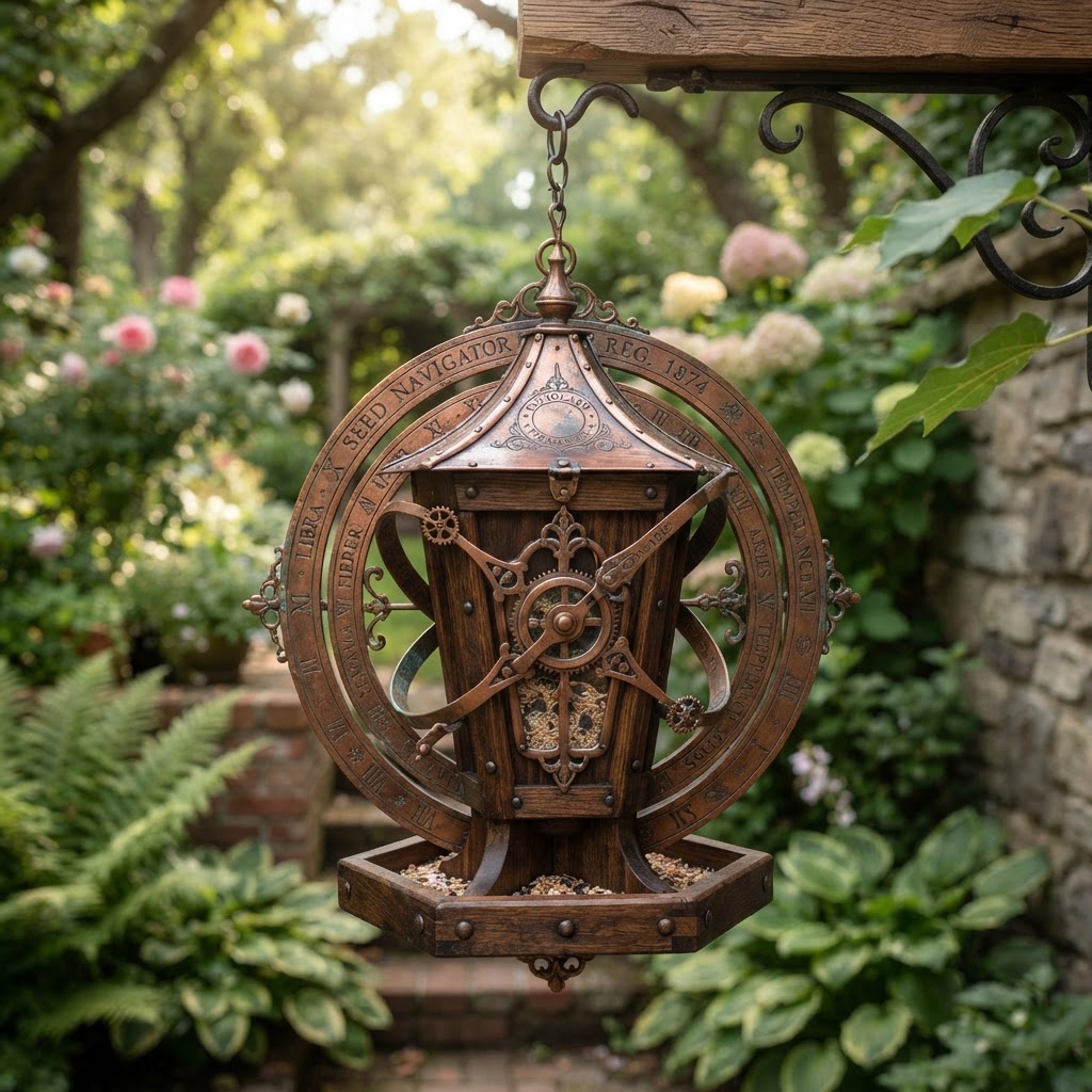 Vintage Patinated Copper Victorian Astrolabe Seed Navigator