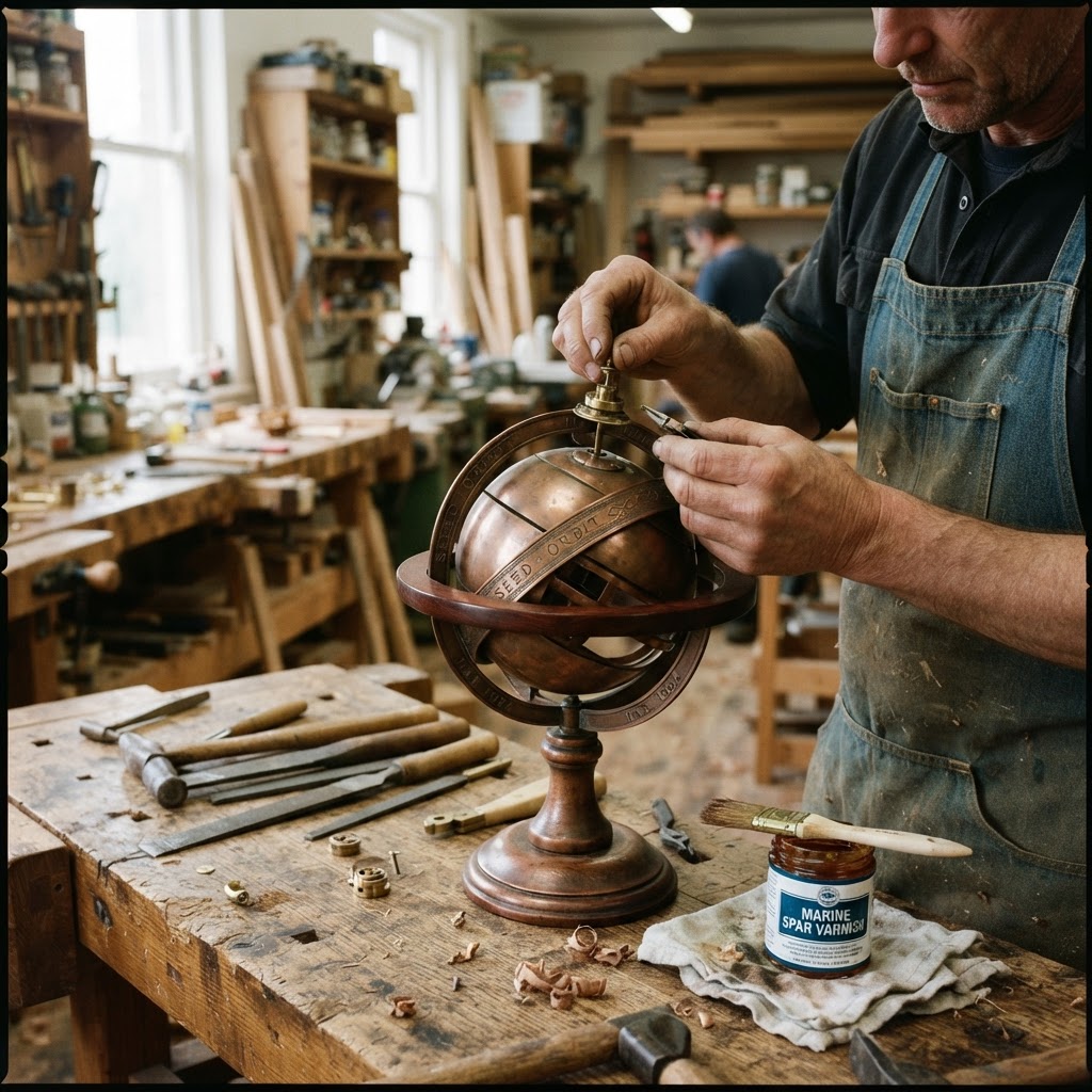 Vintage Patinated Copper Victorian Armillary Sphere Seed Orbit — step 4