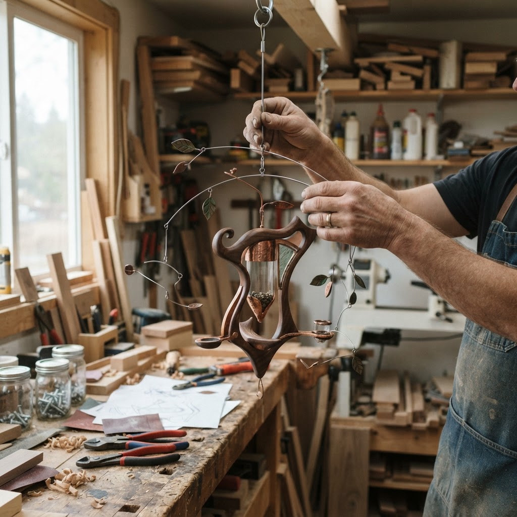 Suspended Kinetic Mobile Art Nouveau Feeder — step 4