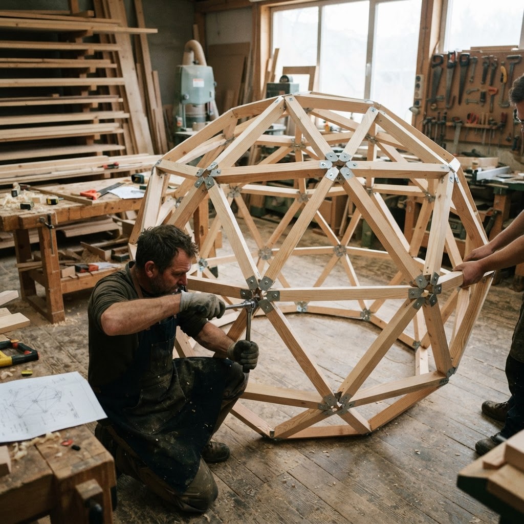 Geometric Polyhedron Canopy Kaleidoscope Shelter — step 1