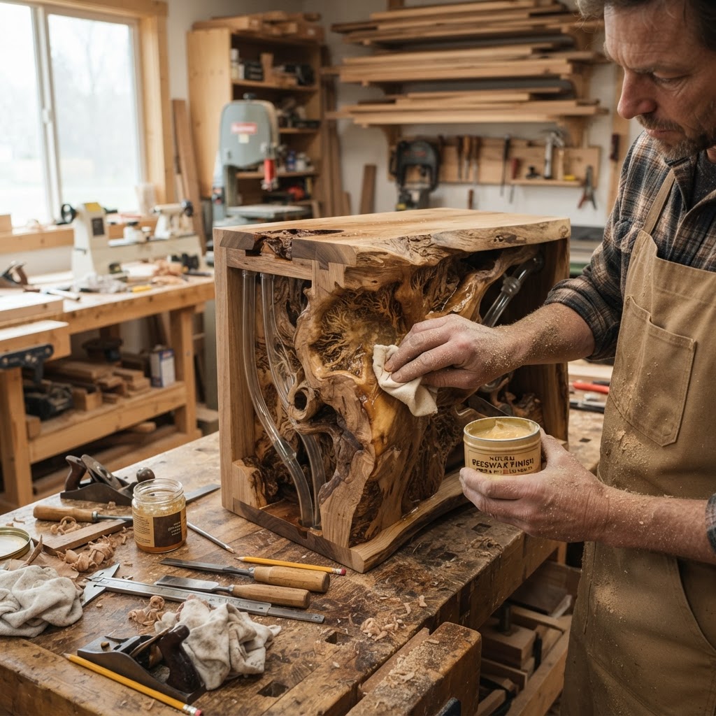 Bespoke Treetop Dendritic Mycelium-Infused Phyto-Cyclic Sap-Flow Canopy Aurora-Projector Bedside Credenza — step 4
