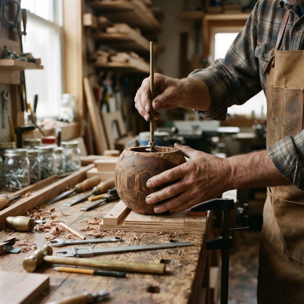 Vintage Patinated Copper Celestial Armillary Sphere Seed Globe — step 1