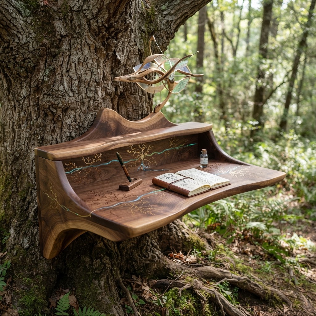Bespoke Treetop Dendritic Mycelium-Infused Phyto-Resonant Sap-Flow Canopy Aurora-Vane Writing Console
