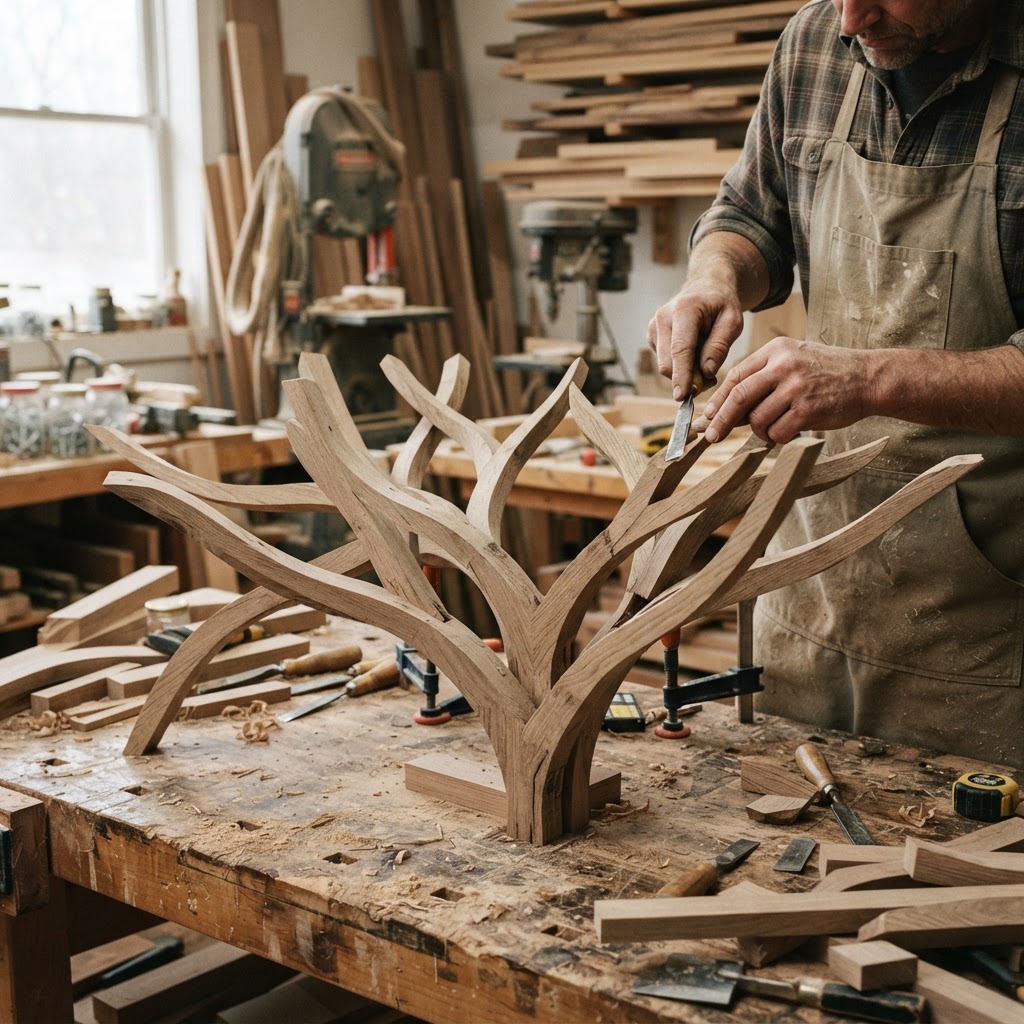 Bespoke Treetop Dendritic Mycelium-Infused Phyto-Gradiant Sap-Flow Canopy Aurora-Vane Bedside Commode — step 1