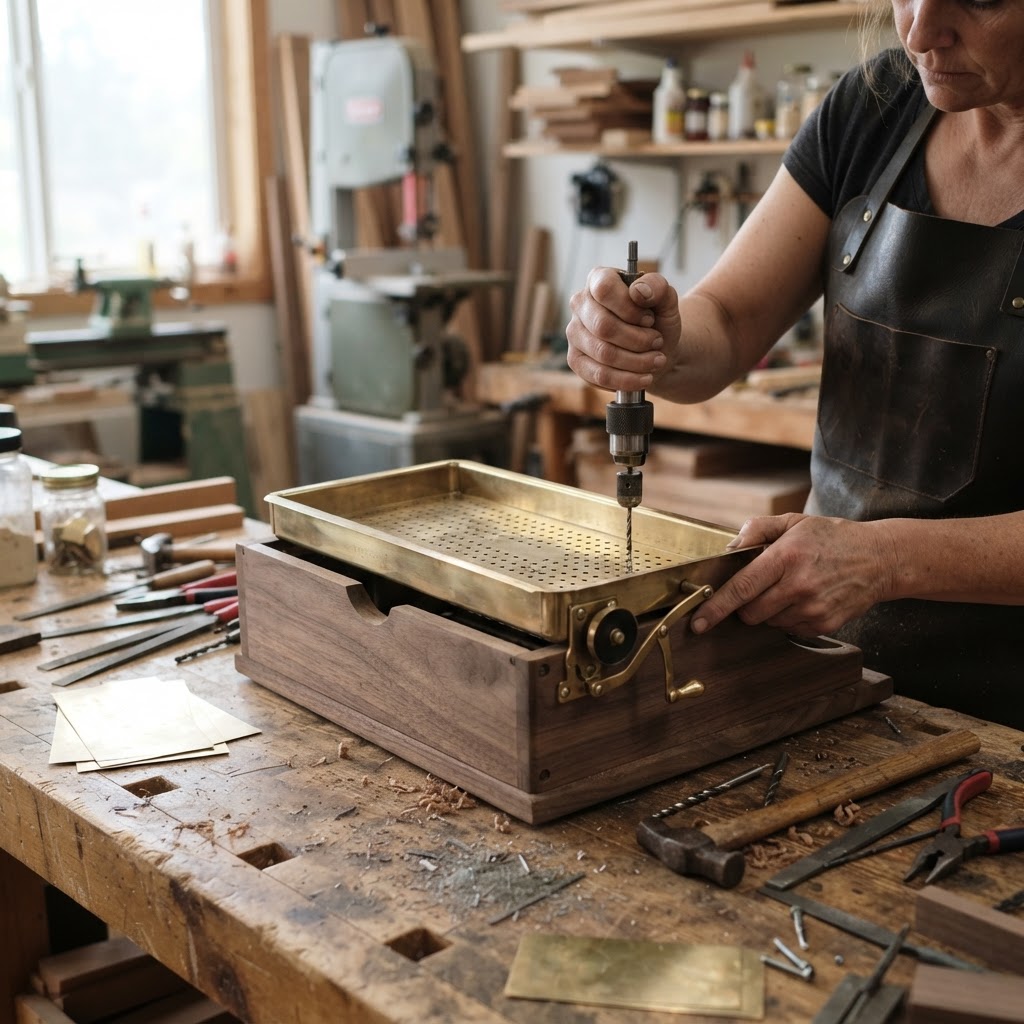 Vintage Brass Typwriter Carriage Seed Dispenser — step 2