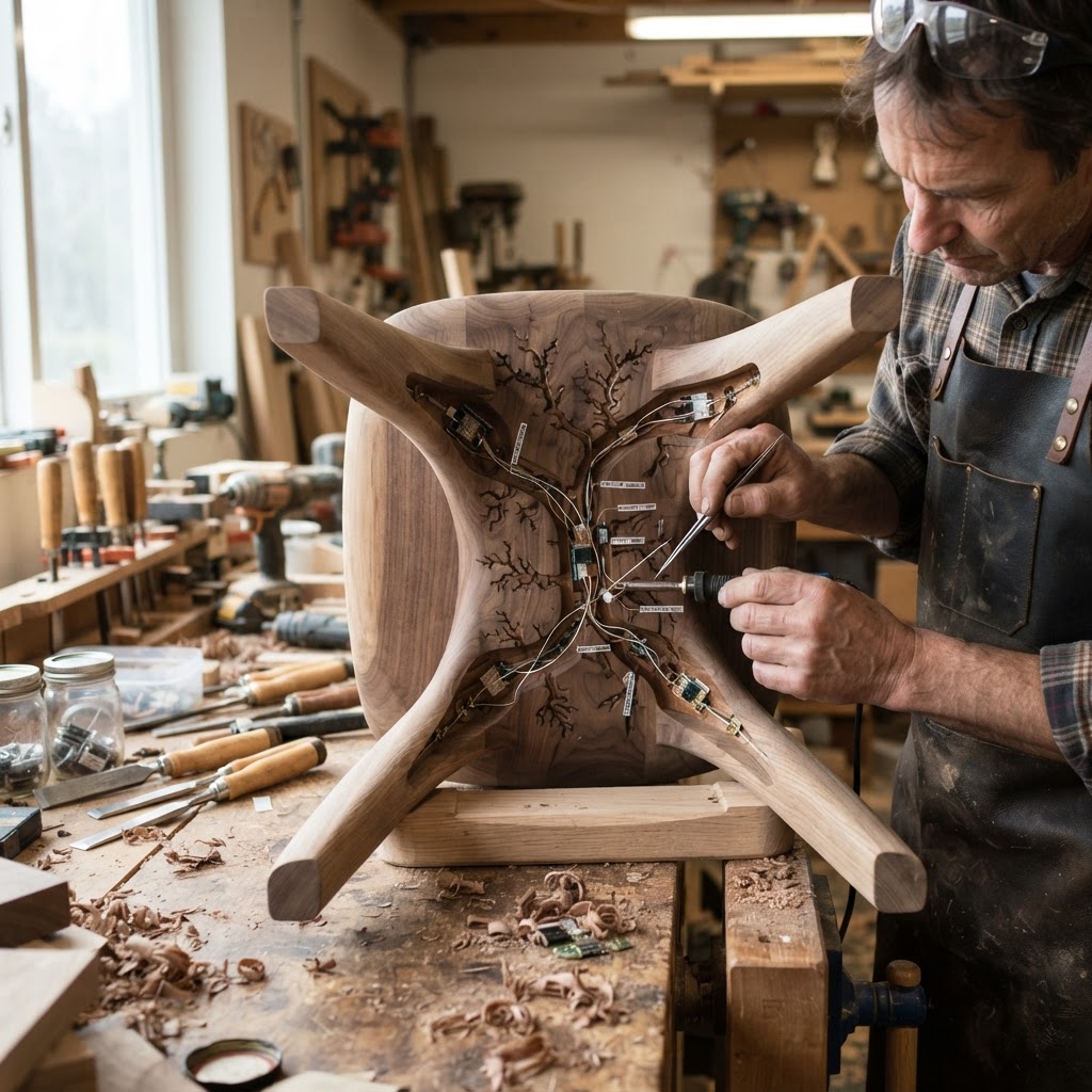 Bespoke Treetop Dendritic Mycelium-Infused Phyto-Baric Sap-Flow Canopy Dew-Harvesting Meditation Stool — step 2