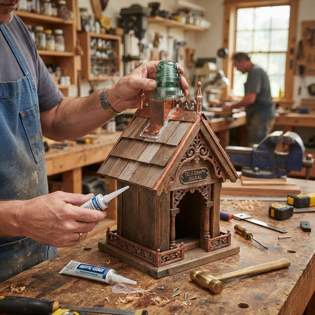 Vintage Patinated Copper Victorian Telegraph Signal Relay Seed Station — step 4