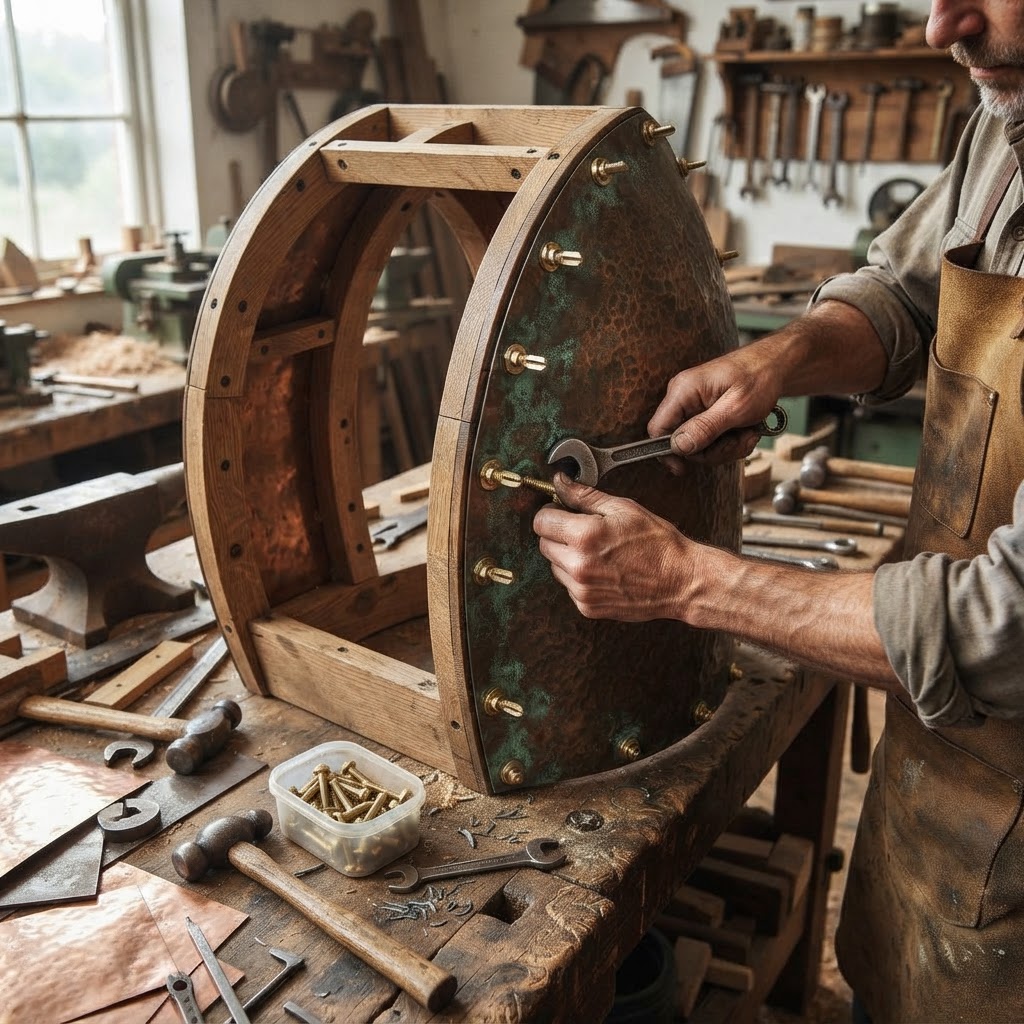 Vintage Patinated Copper Diving Bell Seed Chamber — step 2