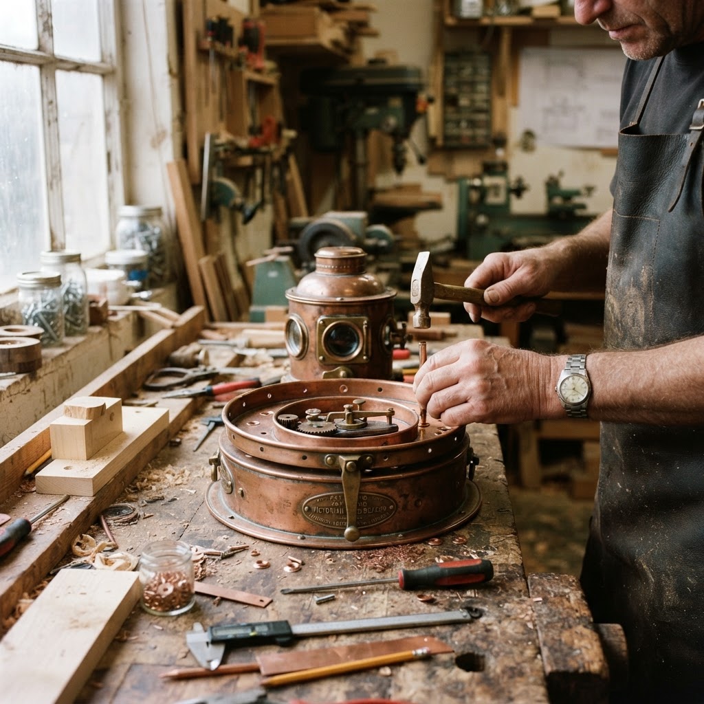 Vintage Patinated Copper Victorian Telegraphic Signal Lamp Seed Beacon — step 3