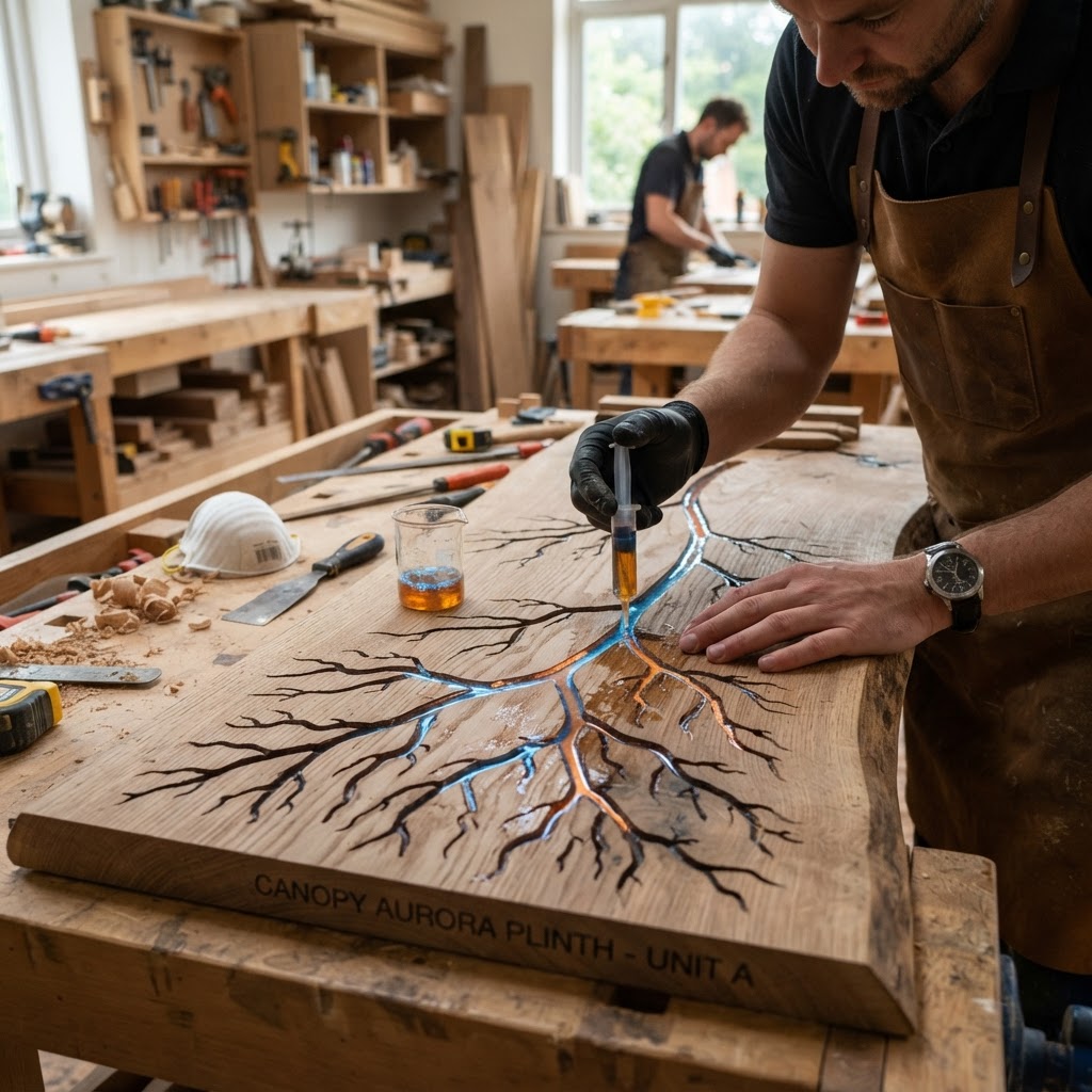 Bespoke Treetop Dendritic Mycelium-Infused Phyto-Atmospheric Sap-Flow Canopy Aurora-Tracking Meditation Plinth — step 2