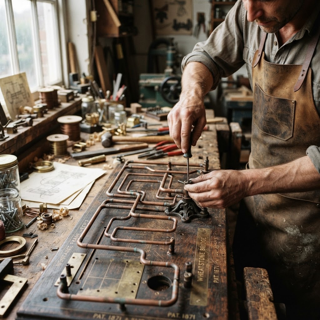 Vintage Patinated Copper Victorian Telegraphic Wheatstone Bridge Seed Resistor — step 2