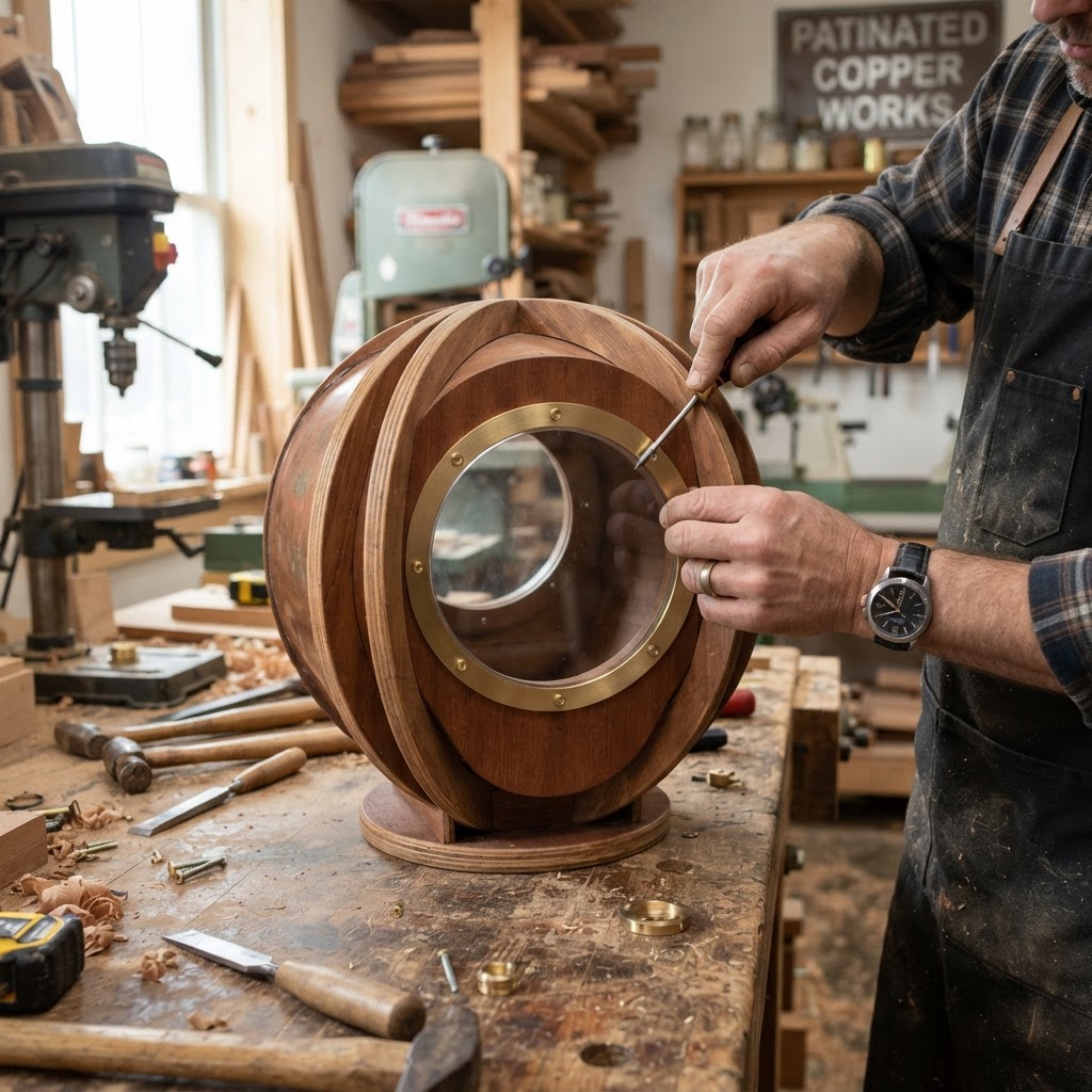 Vintage Patinated Copper Diving Bell Seed Chamber — step 2