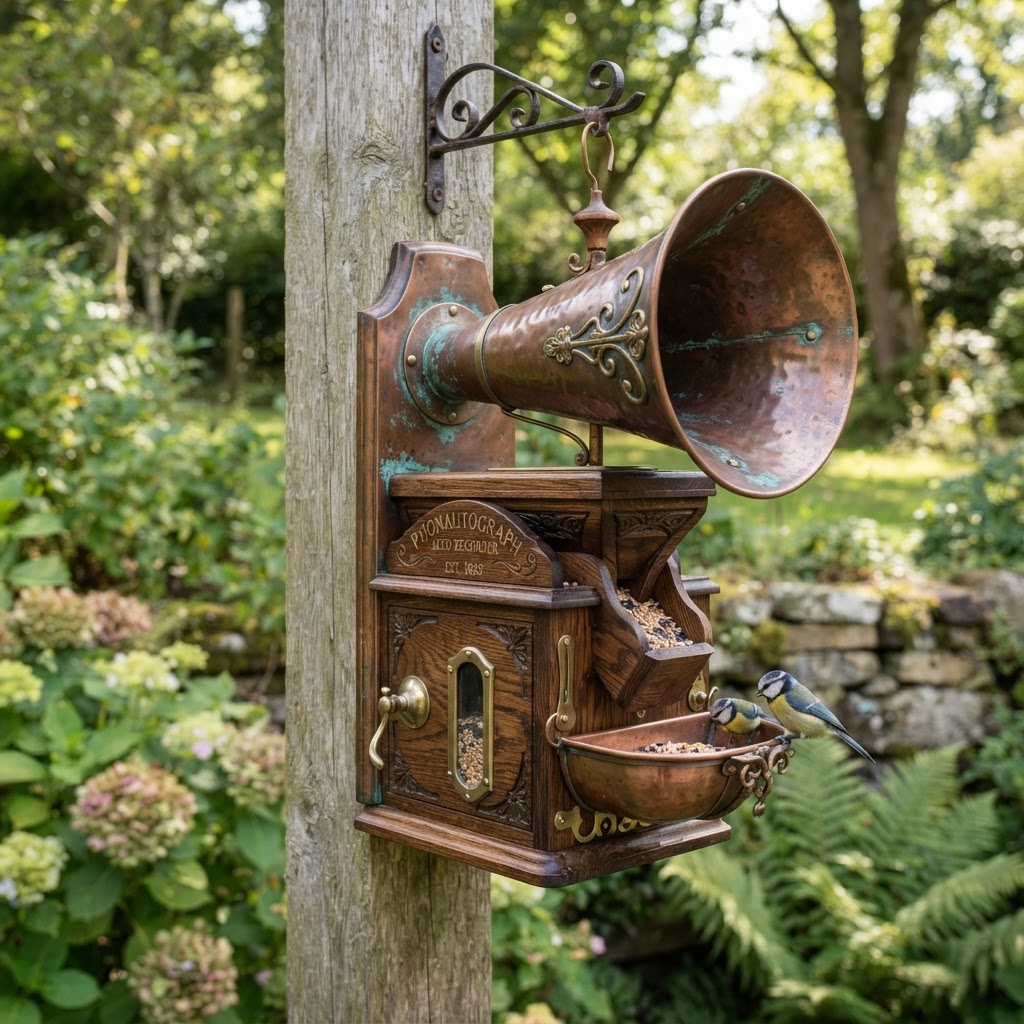 Vintage Patinated Copper Victorian Phonautograph Seed Recorder