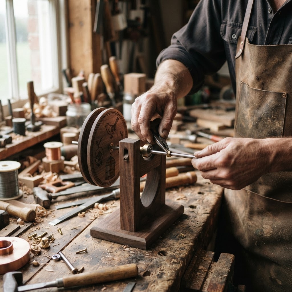 Vintage Patinated Copper Victorian Thaumatrope Seed Spinner — step 3