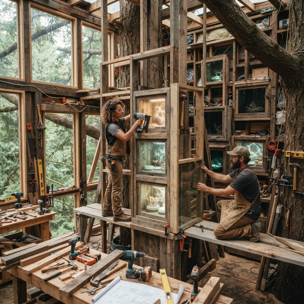 Bioluminescent Mycelium-Infused Treetop Fungal Laboratory — step 3