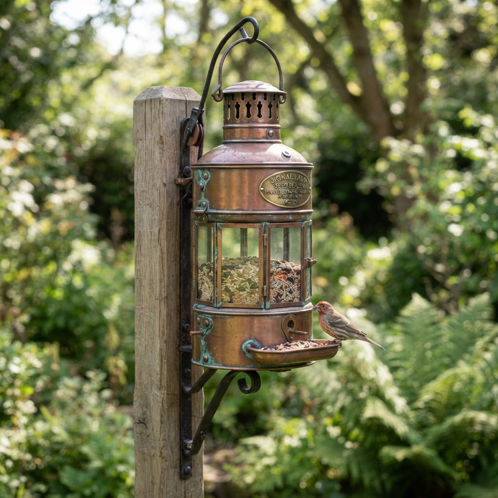 Vintage Patinated Copper Victorian Telegraphic Signal Lamp Seed Beacon