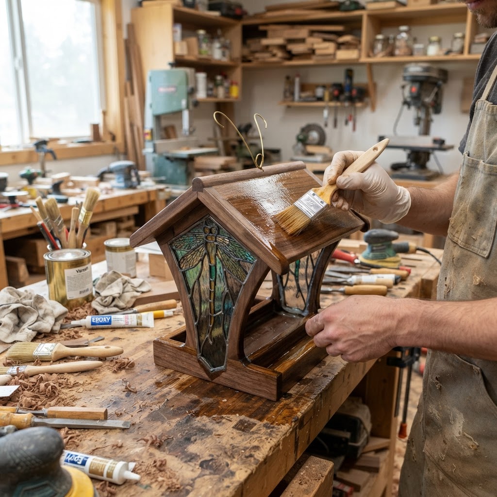 Art Nouveau Dragonfly Wing Stained-Glass Feeder — step 4