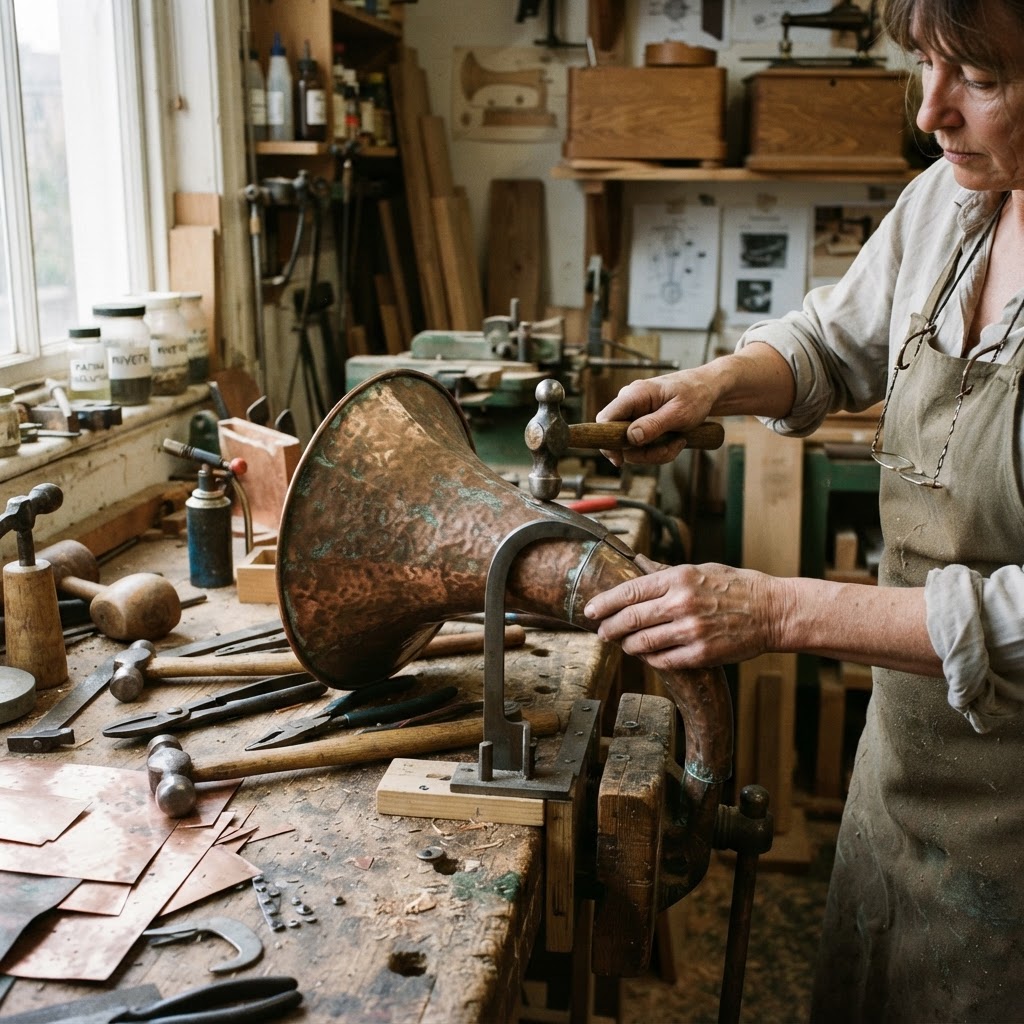 Vintage Patinated Copper Victorian Phonautograph Seed Recorder — step 2