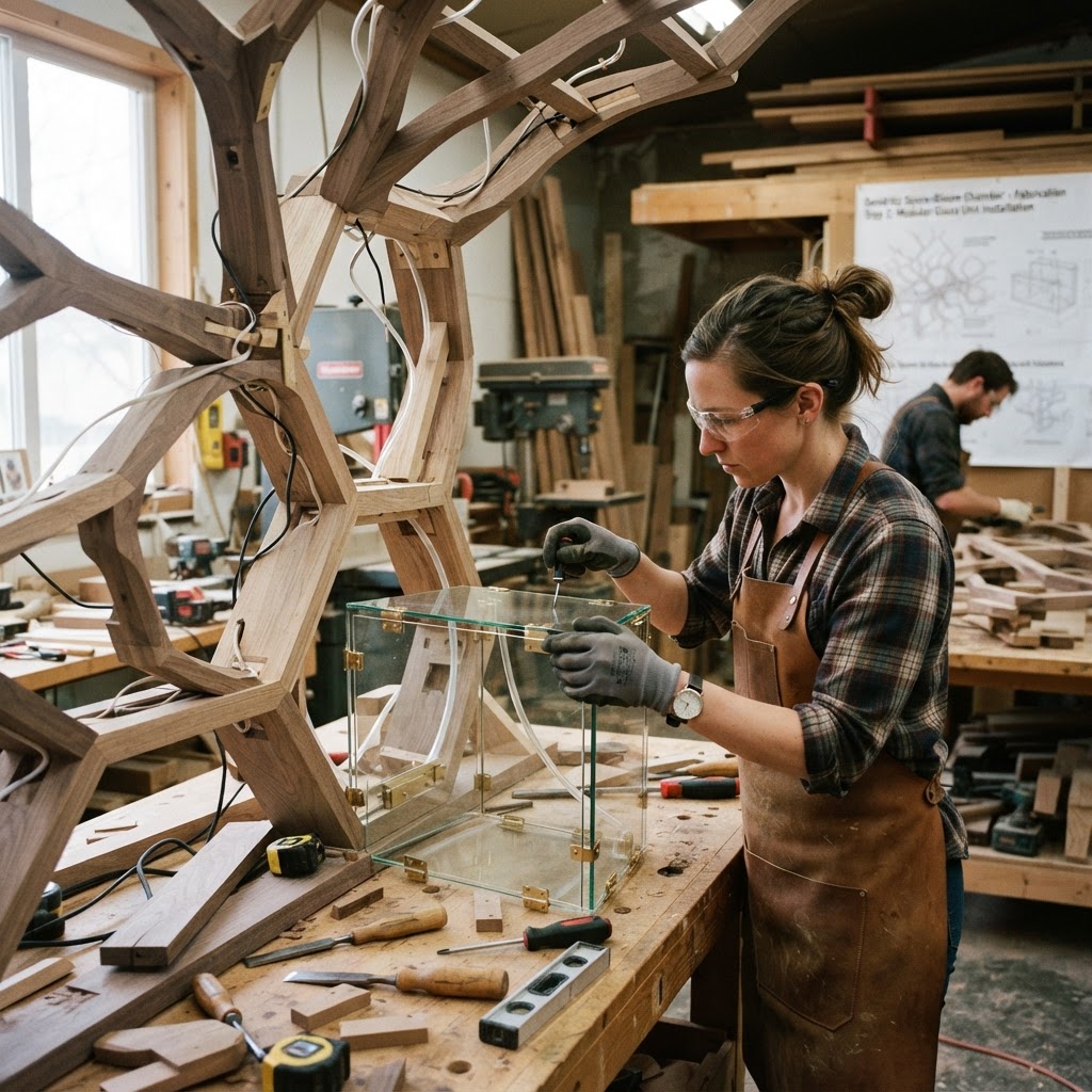 Bespoke Treetop Dendritic Bioluminescent Fungal Spore-Bloom Chamber — step 2
