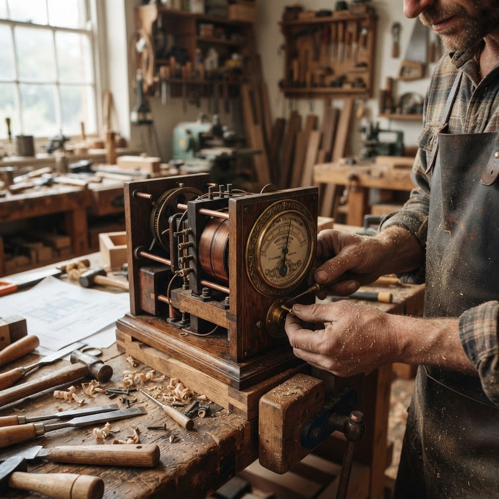 Vintage Patinated Copper Victorian Telegraphic Induction Galvanometer Seed Repeater — step 3