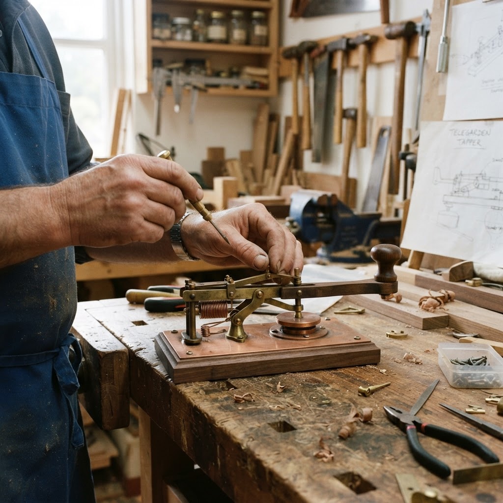 Vintage Patinated Copper Victorian Telegraph Sounder Seed Tapper — step 2