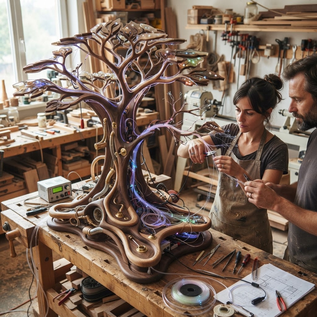 Bespoke Treetop Dendritic Mycelium-Infused Phyto-Luminous Sap-Flow Canopy Aurora-Vane Writing Console — step 3