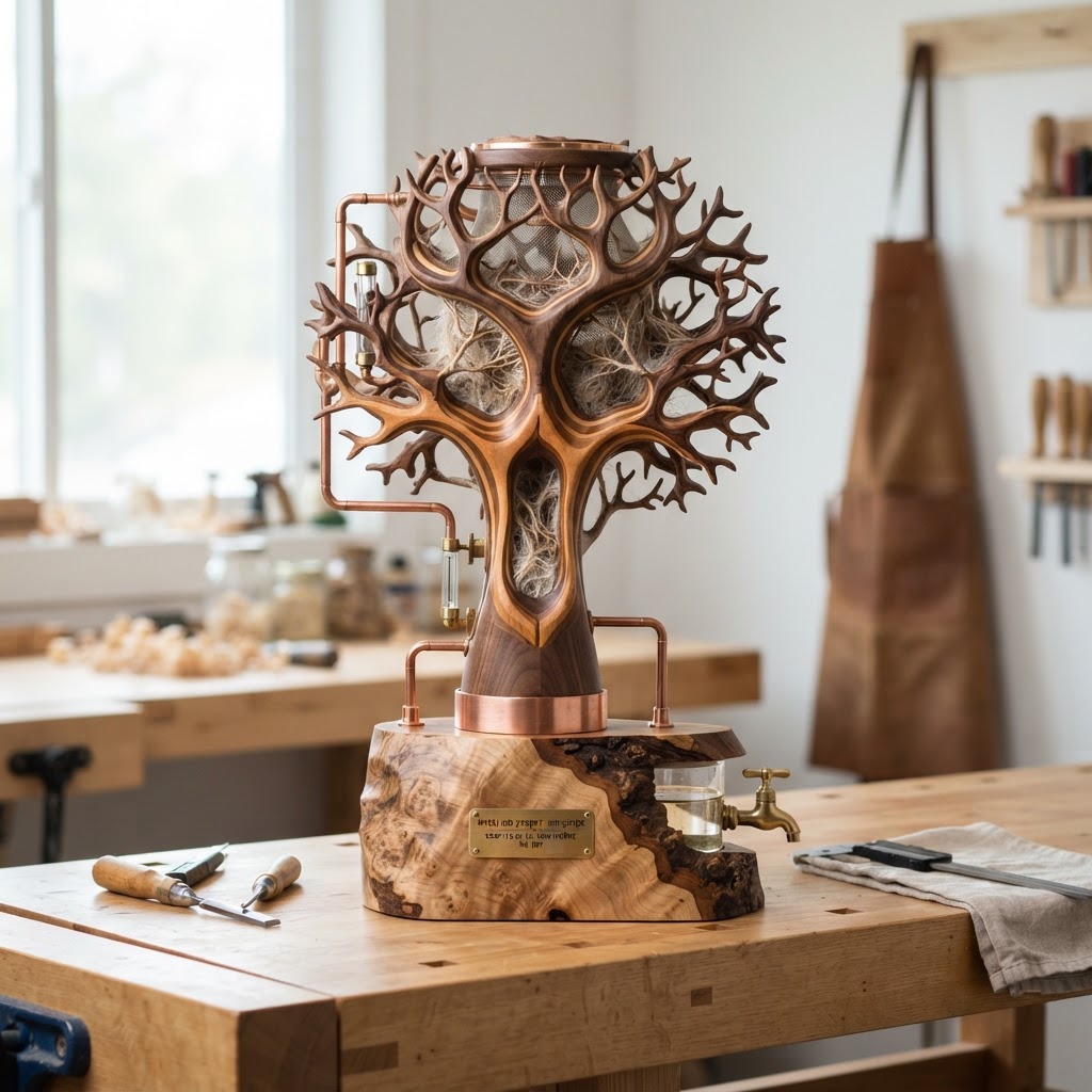 Bespoke Treetop Dendritic Mycelium-Infused Phyto-Gaseous Sap-Exchange Canopy Humidifier