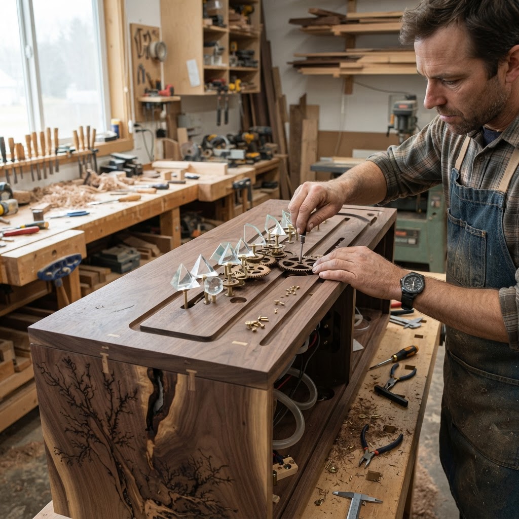 Bespoke Treetop Dendritic Mycelium-Infused Phyto-Cyclic Sap-Flow Canopy Aurora-Projector Bedside Credenza — step 2