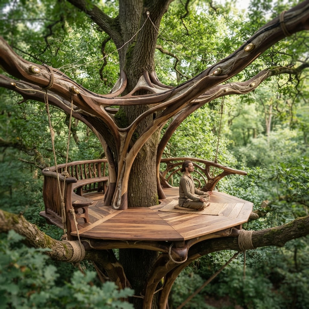 Bespoke Treetop Dendritic Mycelium-Infused Phyto-Kinetic Sap-Flow Canopy Resonance-Mapping Meditation Plinth