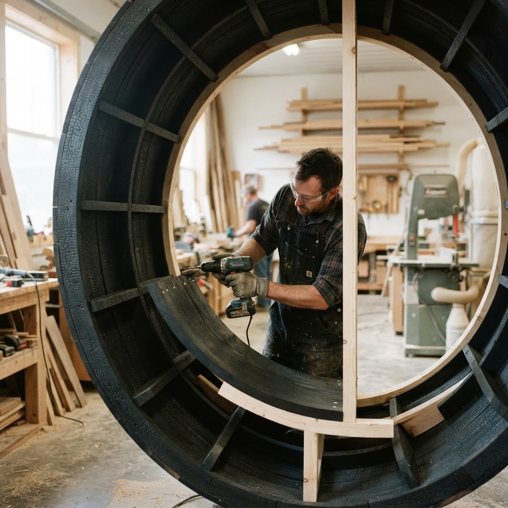 Suspended Charred Shou Sugi Ban Library Nook — step 3