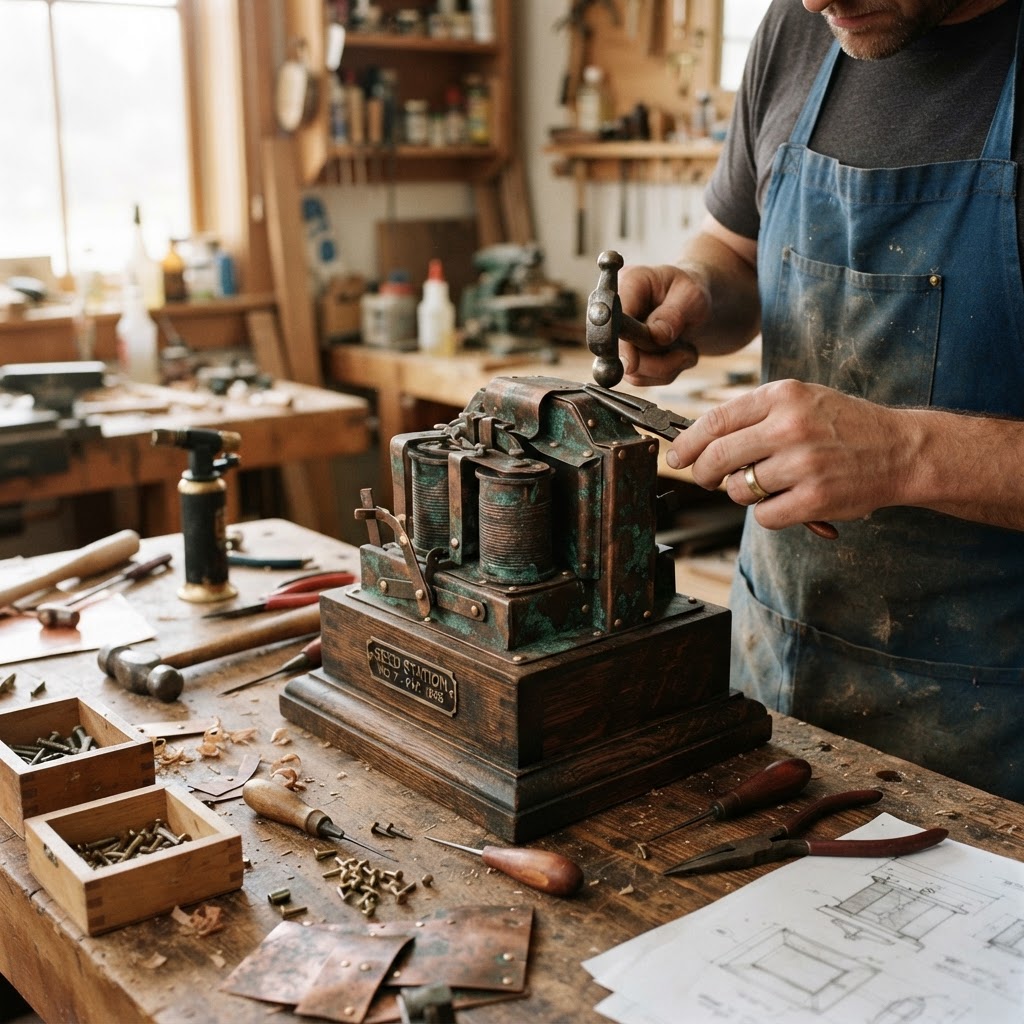 Vintage Patinated Copper Victorian Telegraph Signal Relay Seed Station — step 2
