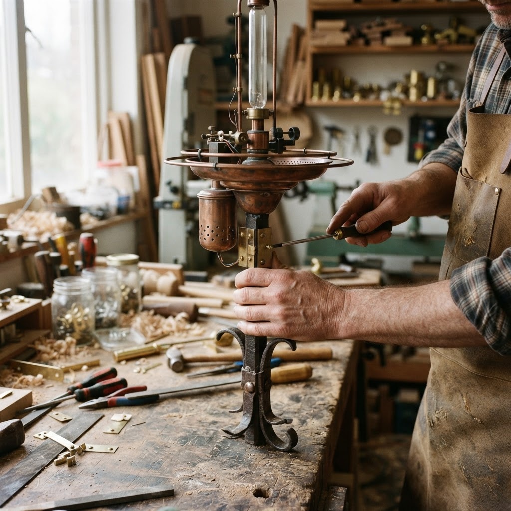 Vintage Patinated Copper Victorian Telegraphic Geissler-Tube Seed Illuminator — step 4