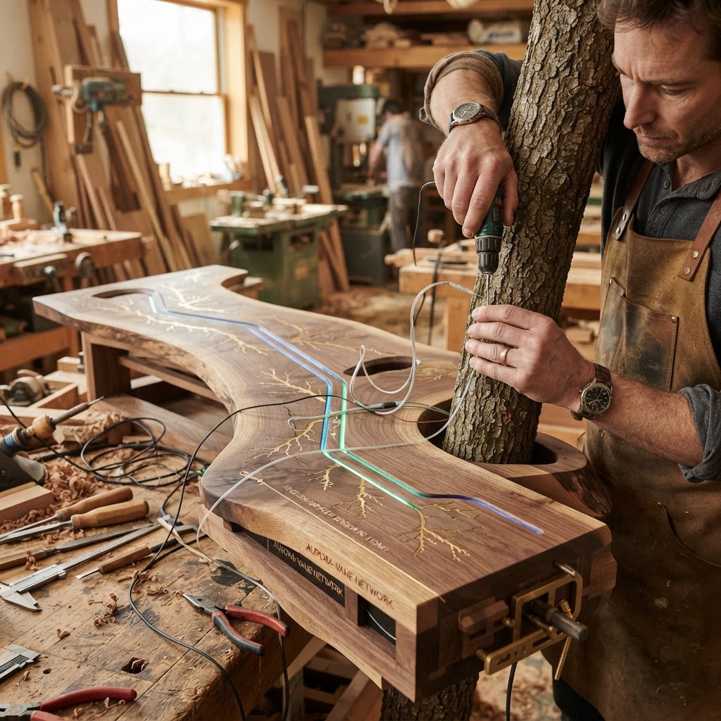 Bespoke Treetop Dendritic Mycelium-Infused Phyto-Luminous Sap-Flow Canopy Aurora-Vane Console — step 2