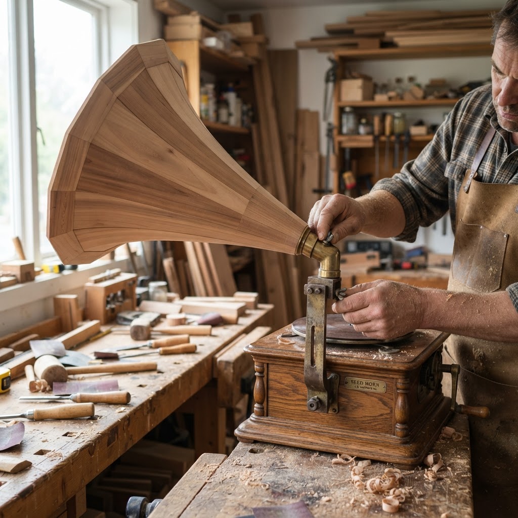 Vintage Phonograph Gramophone Seed Horn — step 2