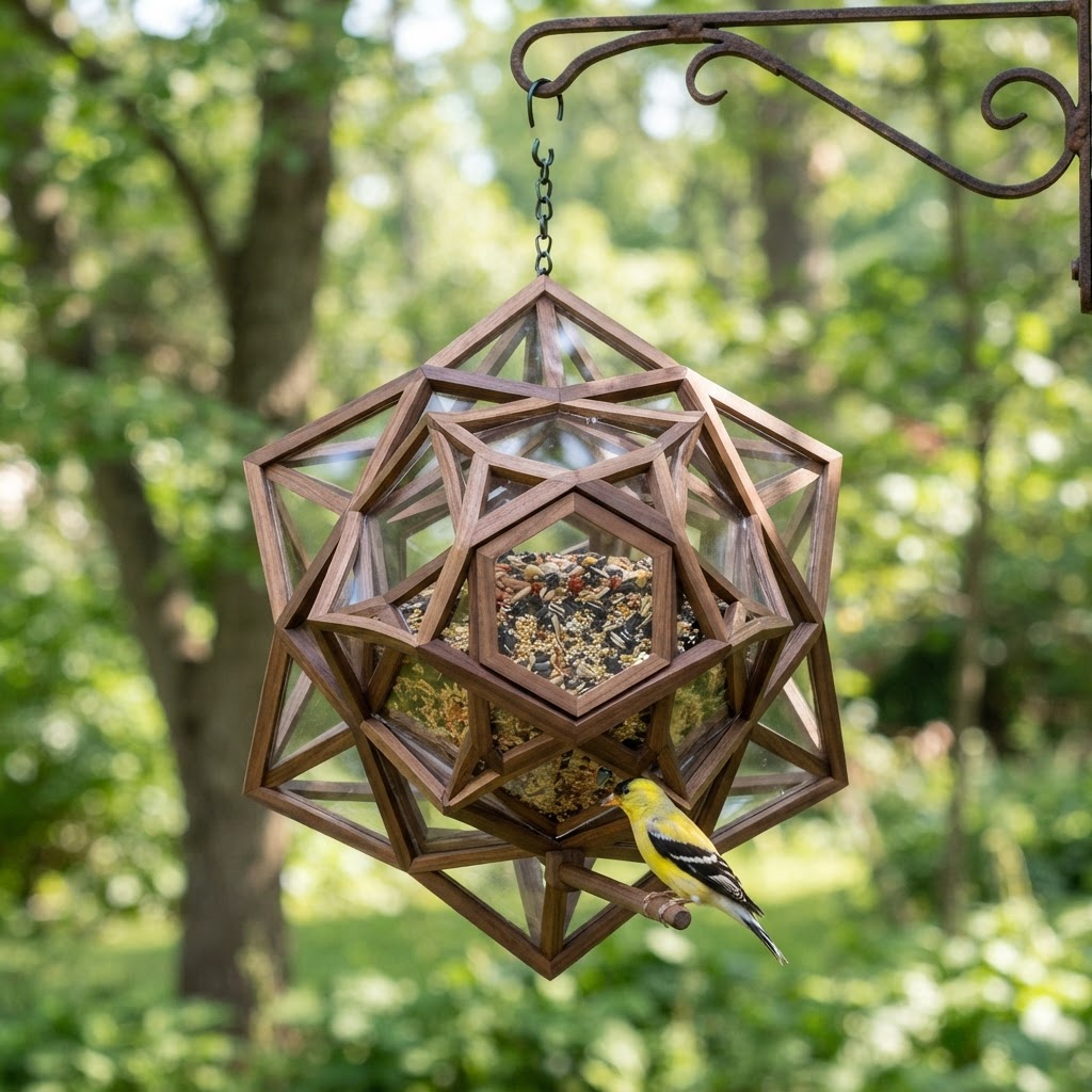 Geometric Fractal Kaleidoscope Bird Feeder
