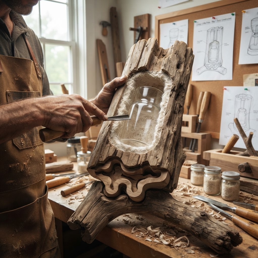 Bespoke Treetop Dendritic Mycelium-Infused Phyto-Kinetic Sap-Vibration Canopy Coffee Press — step 1