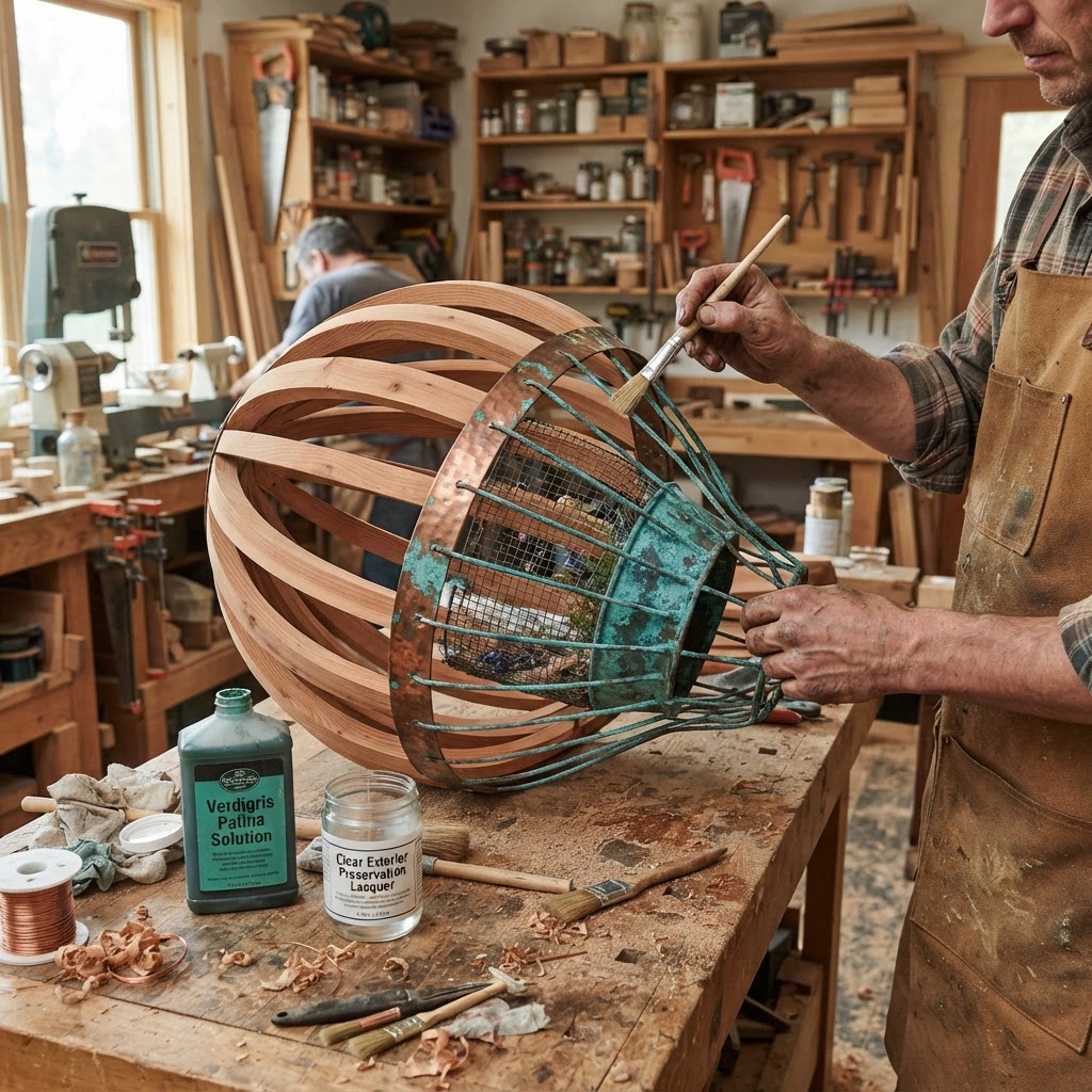 Vintage Patinated Copper Hot Air Balloon Seed Orb — step 3