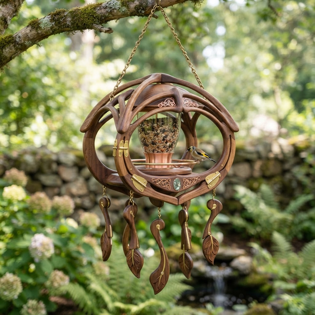 Suspended Kinetic Mobile Art Nouveau Feeder