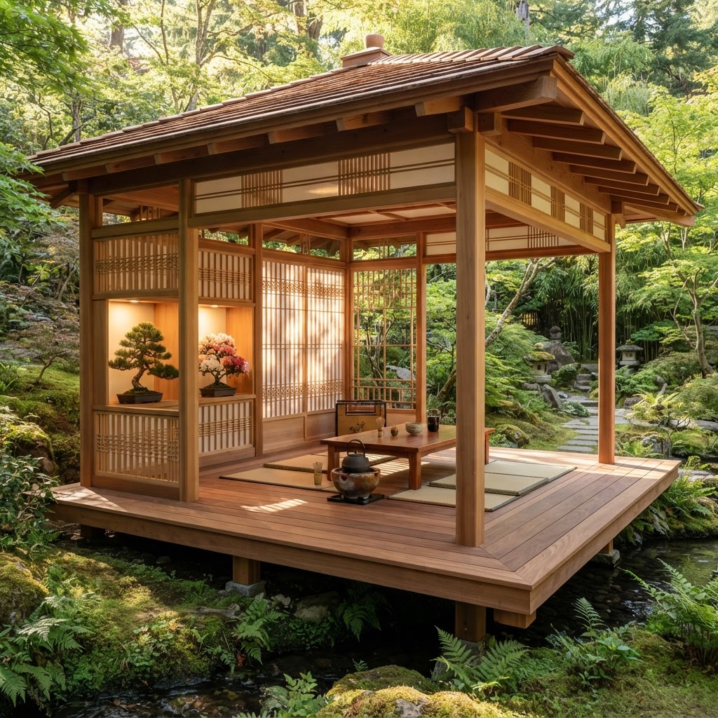 Sun-Dappled Redwood Tea Pavilion