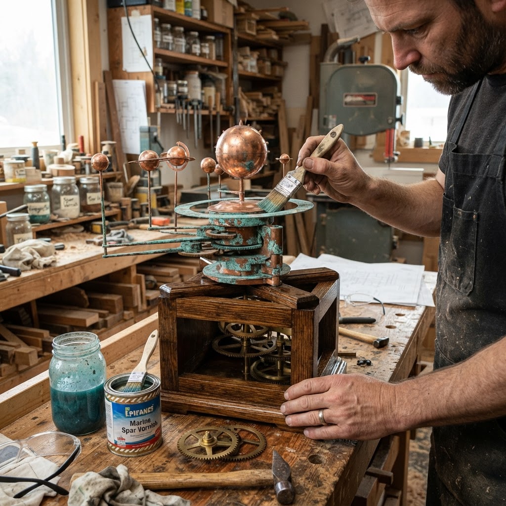 Vintage Patinated Copper Orrey Planetarium Seed Feeder — step 4