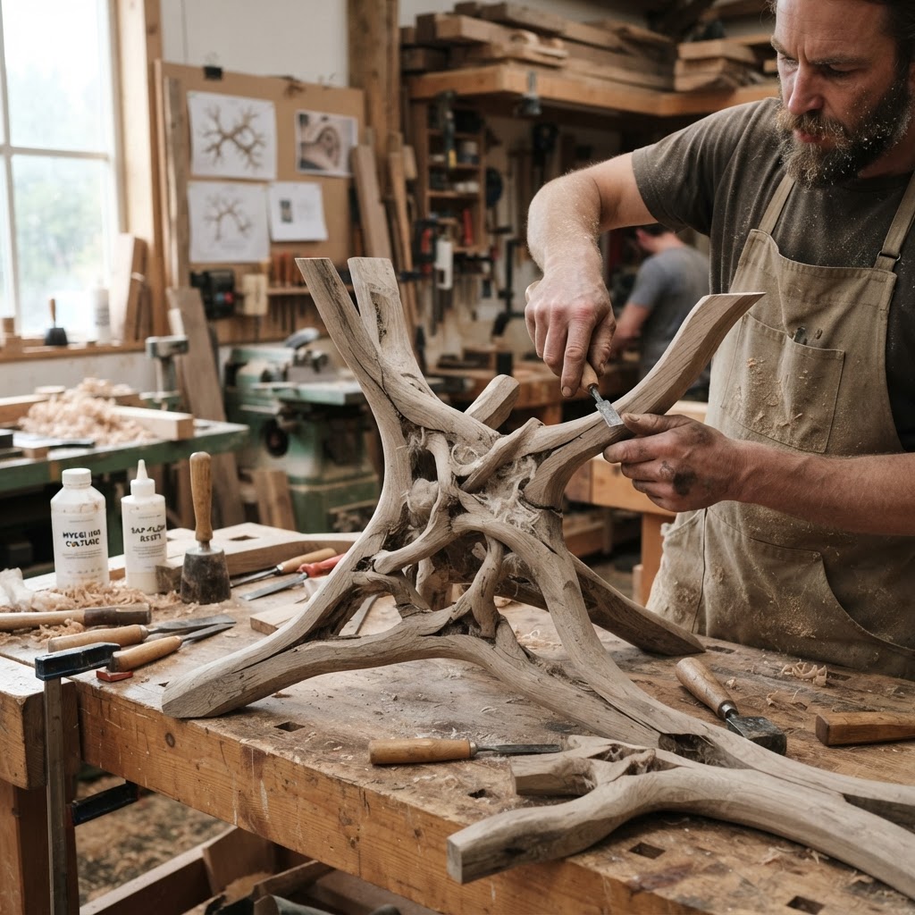 Bespoke Treetop Dendritic Mycelium-Infused Phyto-Crystalline Sap-Flow Canopy Nebula-Tracing Meditation Plinth — step 1