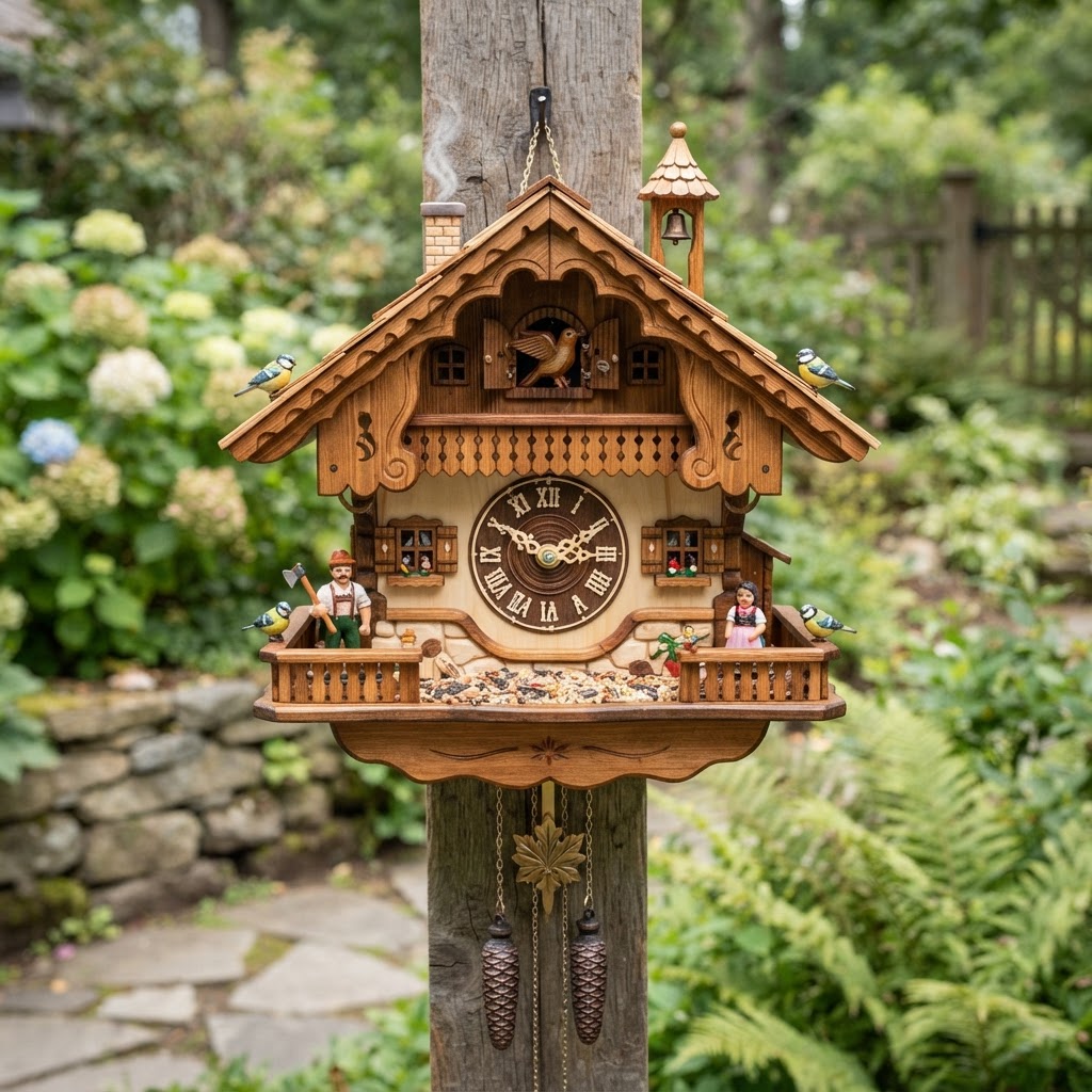 Cuckoo Clock Alpine Chalet Feeder