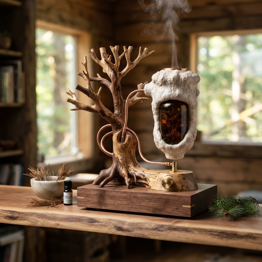 Bespoke Treetop Dendritic Mycelium-Infused Phyto-Cyclic Sap-Distillation Aromatherapy Diffuser