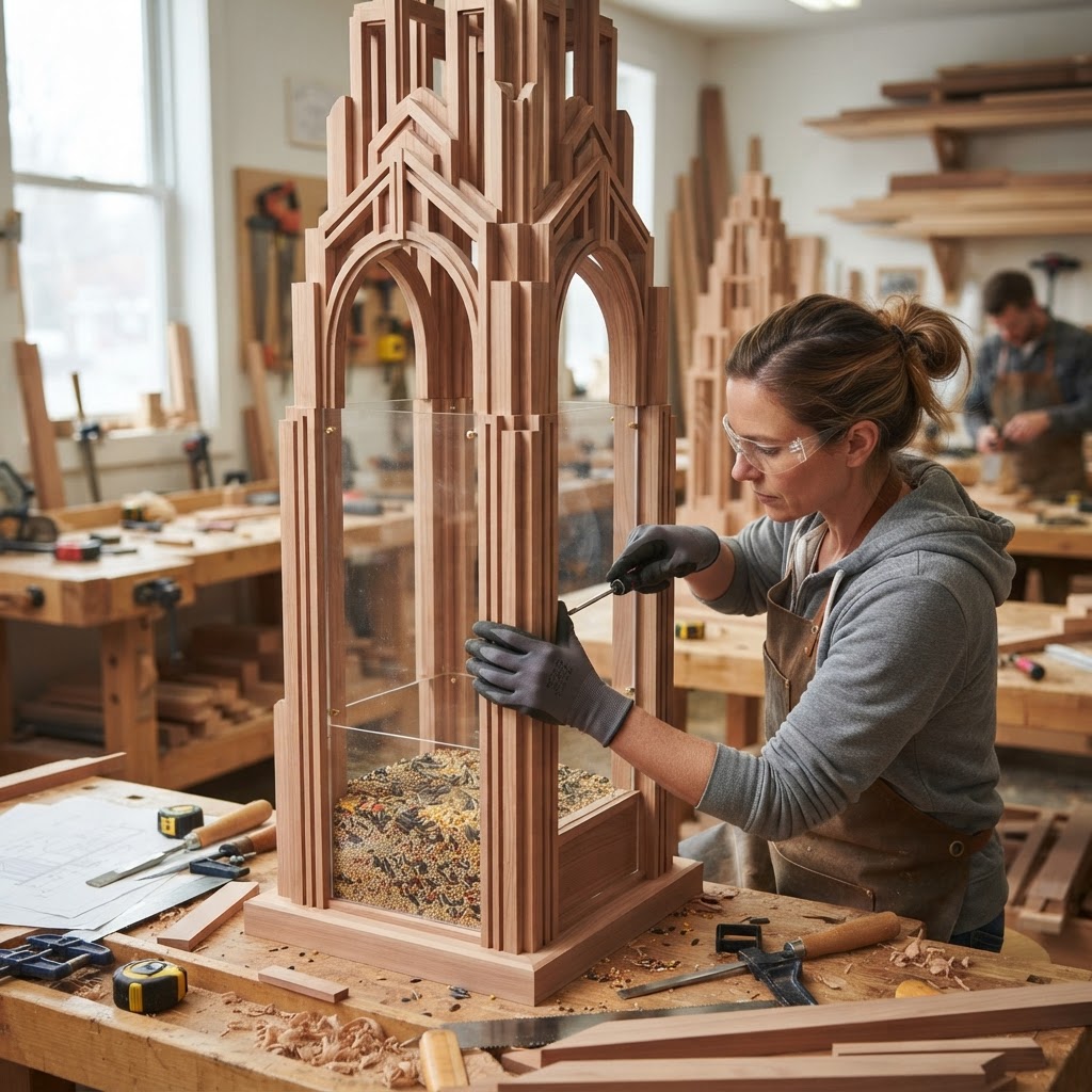 Art Deco Geometric Cedar Seed-Silo Skyscraper — step 2