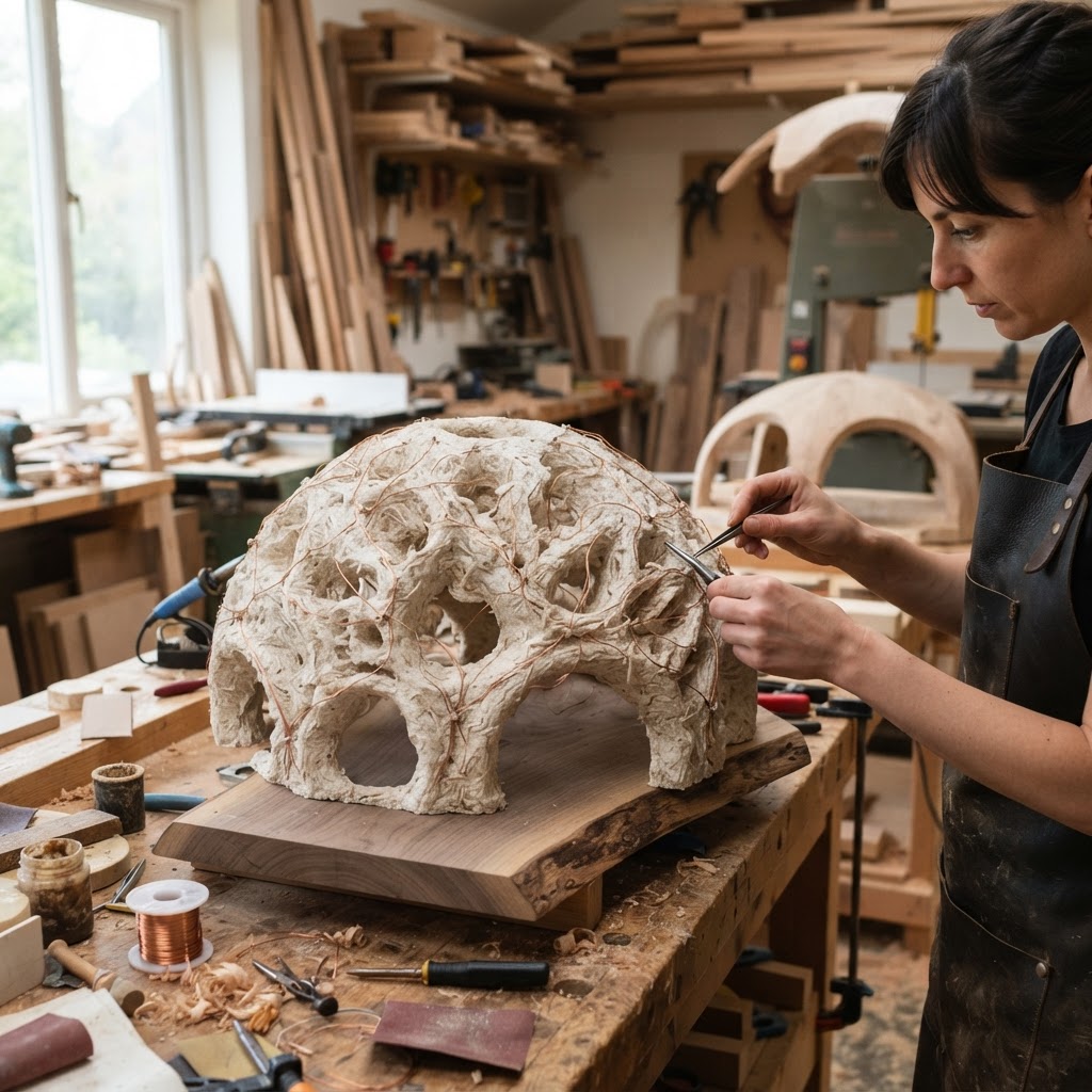 Bespoke Treetop Dendritic Mycelium-Infused Phyto-Sonic Resin Canopy Gramophone — step 2