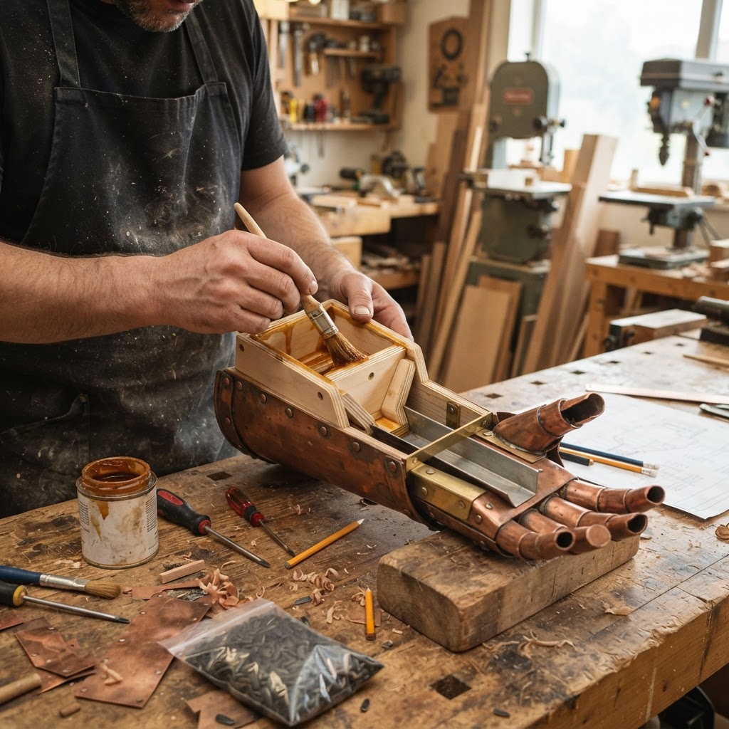 Vintage Patinated Copper Diving Suit Gauntlet Seed Dispenser — step 4