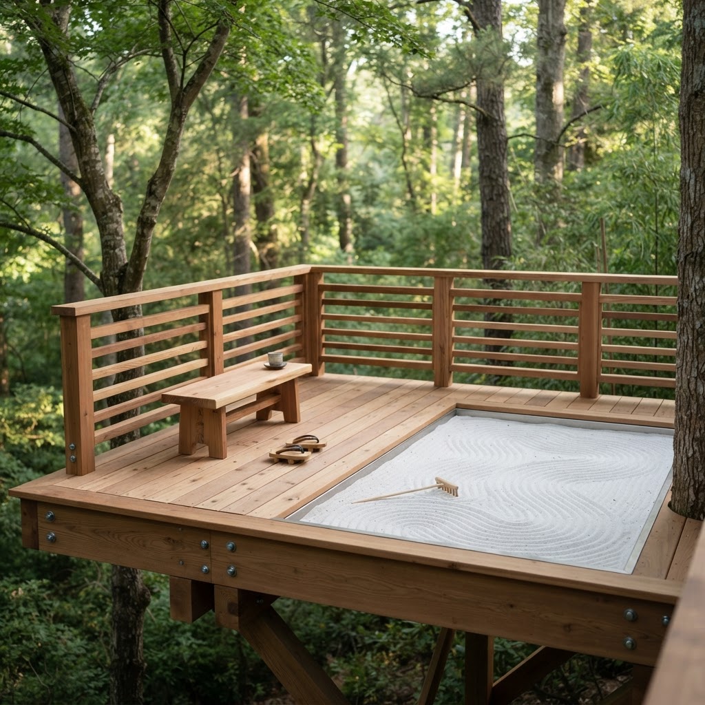 Zen-Garden Treetop Sand-Raking Meditation Terrace
