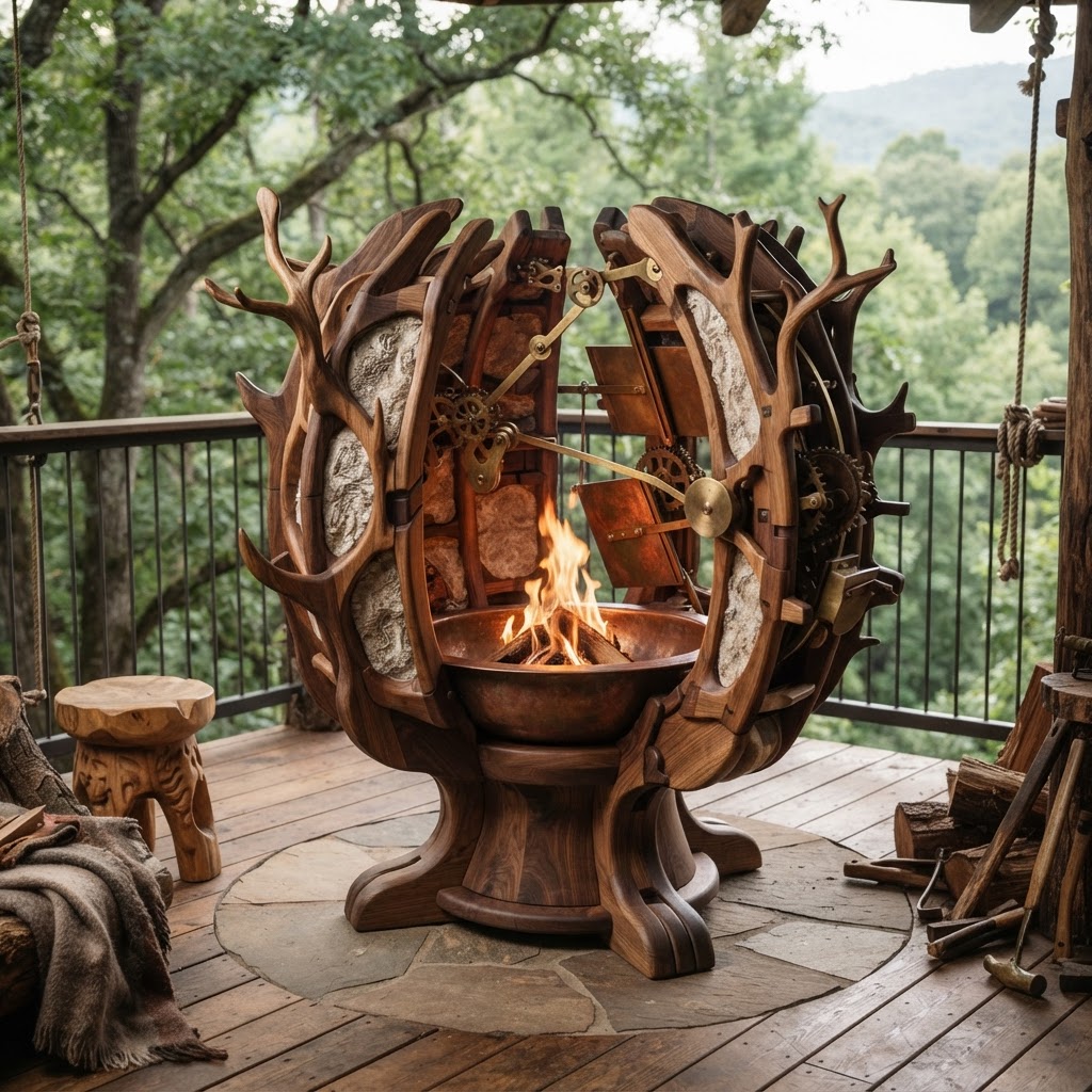 Bespoke Treetop Dendritic Mycelium-Infused Phyto-Kinetic Thermal Hearth